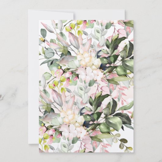 Waterverf Blush Roze Eucalyptus repetitie Dinner Kaart (Achterkant)