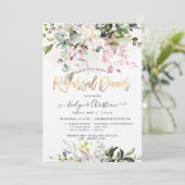 Waterverf Blush Roze Eucalyptus repetitie Dinner Kaart (Staand voorkant)