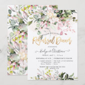 Waterverf Blush Roze Eucalyptus repetitie Dinner Kaart (Voorkant / Achterkant)