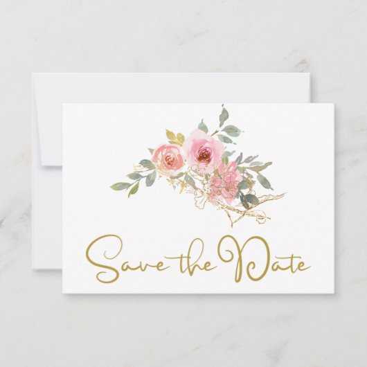 Waterverf Blush roze flesje opslaan Datum Save The Date (Voorkant)