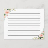 Waterverf blush roze floral receptenkaart briefkaart (Achterkant)