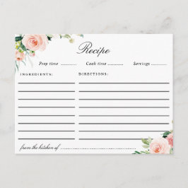 Waterverf blush roze floral receptenkaart briefkaart