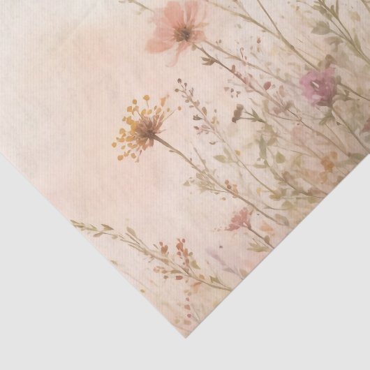 Waterverf Blush Roze Gele Wildflower Decoupage Tissuepapier (Detail)