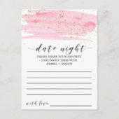 Waterverf Blush roze & Gold Date Night Idea Kaart (Voorkant)