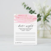 Waterverf Blush roze & Gold Date Night Idea Kaart (Staand voorkant)