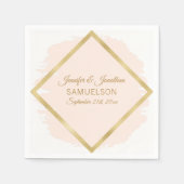 Waterverf Blush Roze Goud Lijst bruiloft Servet (Voorkant)