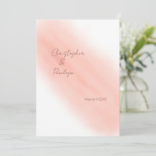 Waterverf Blush roze kalligrafie Opslaan Datum Kaart (Staand voorkant)