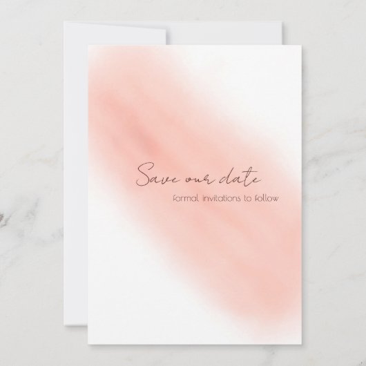 Waterverf Blush roze kalligrafie Opslaan Datum Kaart (Achterkant)