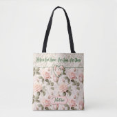 Waterverf Blush Roze & Kant Roos Bloemenbruid Tote Bag (Voorkant)