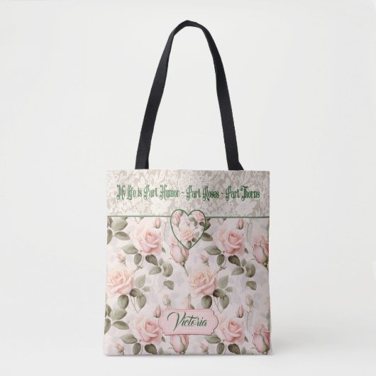 Waterverf Blush Roze & Kant Roos Bloemenbruid Tote Bag (Voorkant)
