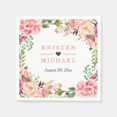 Waterverf Blush roze kleurig bloemenhuwelijk Servet (Voorkant)