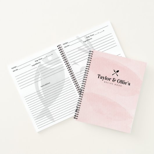  Waterverf Blush Roze Koppels Blank Recept Notitieboek (Binnen)