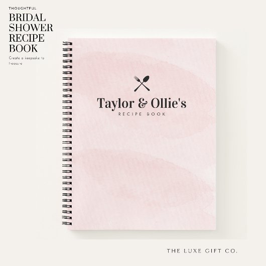  Waterverf Blush Roze Koppels Blank Recept Notitieboek