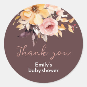 Waterverf blush roze meisje baby shower kaart ronde sticker
