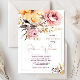 Waterverf blush roze meisje baby shower uitnodigin kaart