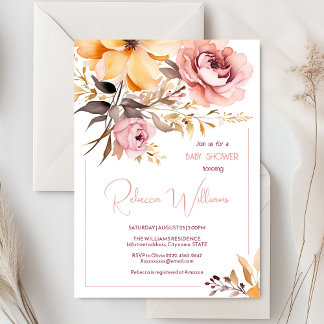 Waterverf blush roze meisje baby shower uitnodigin kaart
