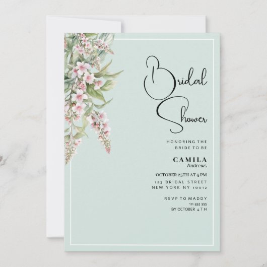 Waterverf blush roze mint floral Vrijgezellenfeest Kaart (Voorkant)