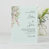 Waterverf blush roze mint floral Wedding Kaart (Staand voorkant)