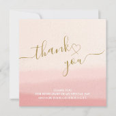 Waterverf Blush Roze Modern Minimalist Bedankt (Voorkant)