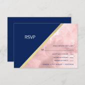 Waterverf Blush Roze Navy Blauw RSVP Bruiloft (Voorkant / Achterkant)