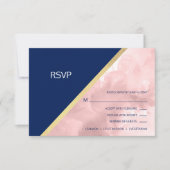 Waterverf Blush Roze Navy Blauw RSVP Bruiloft Kaartje (Voorkant)