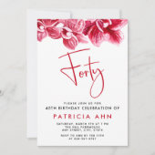 Waterverf Blush roze orchideeën 40e verjaardag Kaart (Voorkant)