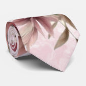 Waterverf Blush Roze Pioen Marmer Groomsmen Stropdas (Opgerold)