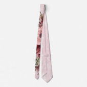 Waterverf Blush Roze Pioen Marmer Groomsmen Stropdas (Achterkant)
