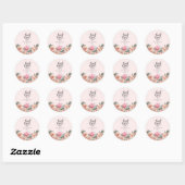 Waterverf Blush Roze pioenen Dank u Ronde Sticker (Vel)