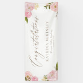 Waterverf Blush Roze pioenen en Rozen Afstuderen Spandoek (Verticaal)