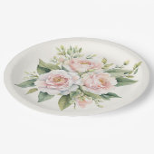 Waterverf Blush Roze Rose Boeket Papieren Bordje (Gekanteld)