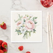 Waterverf Blush Roze Rose Boeket Servet (Insitu)