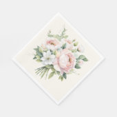 Waterverf Blush Roze Rose Boeket Servet (Hoek)