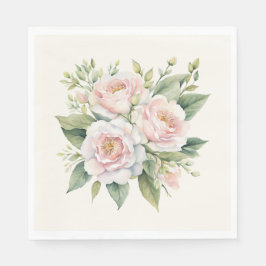 Waterverf Blush Roze Rose Boeket Servet