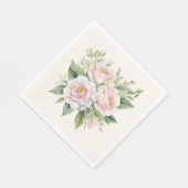 Waterverf Blush Roze Rose Boeket Servet (Hoek)