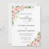 Waterverf Blush Roze Rose Goud Bruiloft Uitnodigin Kaart (Voorkant)