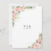 Waterverf Blush Roze Rose Goud Bruiloft Uitnodigin Kaart (Achterkant)