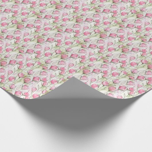 Waterverf Blush Roze Rosebuds Cadeaupapier (Hoek)