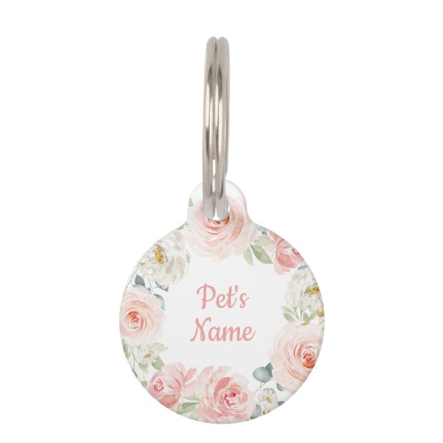  Waterverf Blush roze roze draai adem Huisdierpenning (Voorkant)