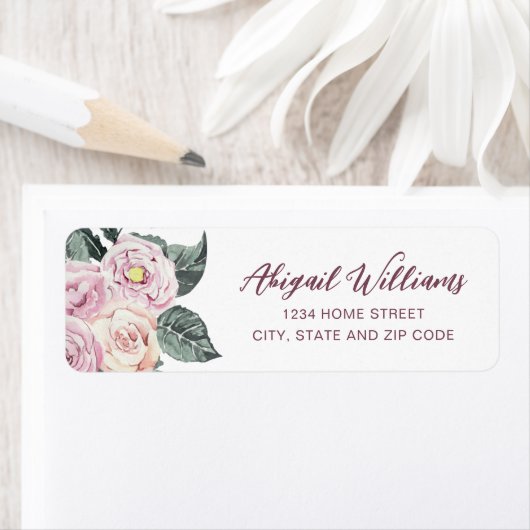 Waterverf Blush roze roze rozen retouradres Etiket (Insitu)