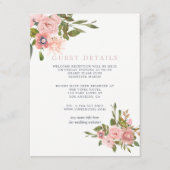 Waterverf Blush roze rozen bruiloft gastgegevens Informatiekaartje (Voorkant)