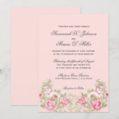 Waterverf Blush roze rozen huwelijksuitnodigingen Kaart (Voorkant / Achterkant)