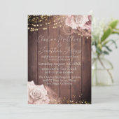 Waterverf Blush Roze Rozen op Houten Bruiloft Kaart (Staand voorkant)