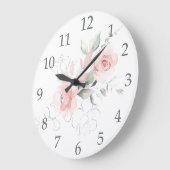 Waterverf Blush roze rozen Sage Green Leaves Grote Klok (Hoek)