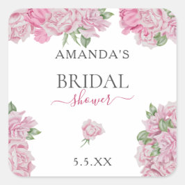 Waterverf blush roze rozen vrijgezellenfeest vierkante sticker