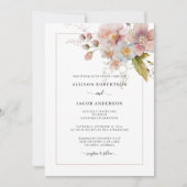 Waterverf Blush roze wilde bloemen bruiloft Kaart (Voorkant)