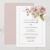 Waterverf Blush roze wilde bloemen bruiloft Kaart (Voorkant / Achterkant)