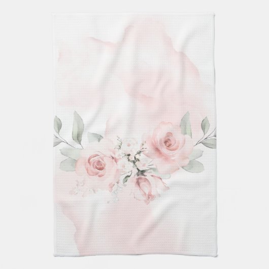 Waterverf Blush Roze Wilde Roos Theedoek (Verticaal)