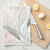 Waterverf Blush Roze Wilde Roos Theedoek (Quarter Fold)