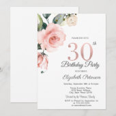 Waterverf Blush Rozen 30e Verjaardag Kaart (Voorkant / Achterkant)